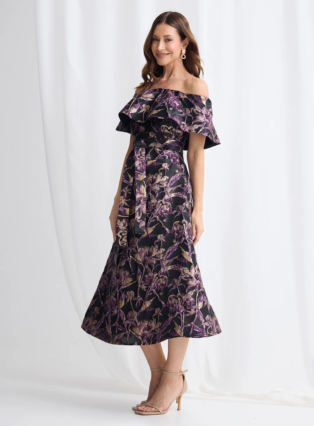 Trellis Lane KILLARA Dress in Black Gold Plum