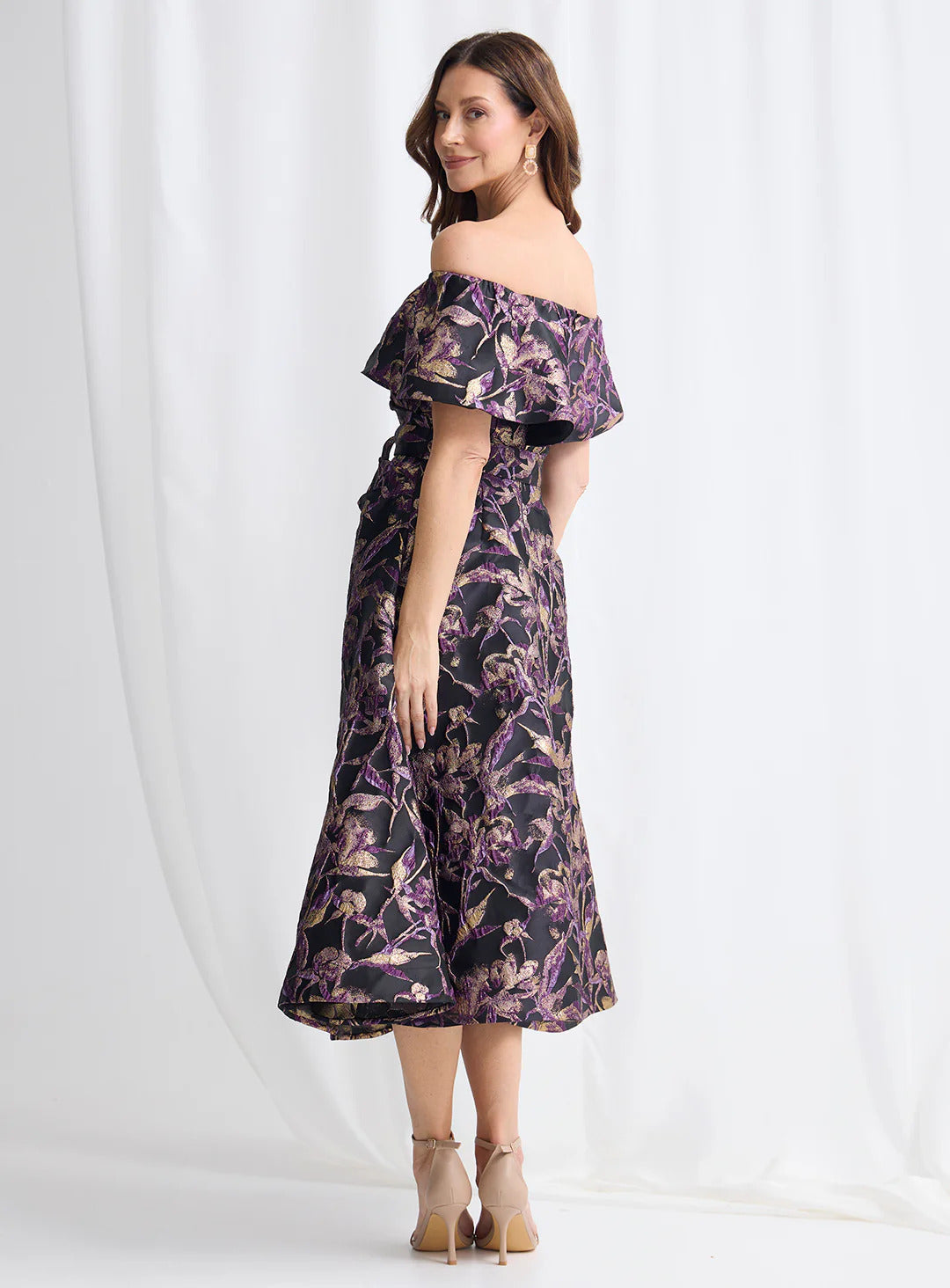 Trellis Lane KILLARA Dress in Black Gold Plum