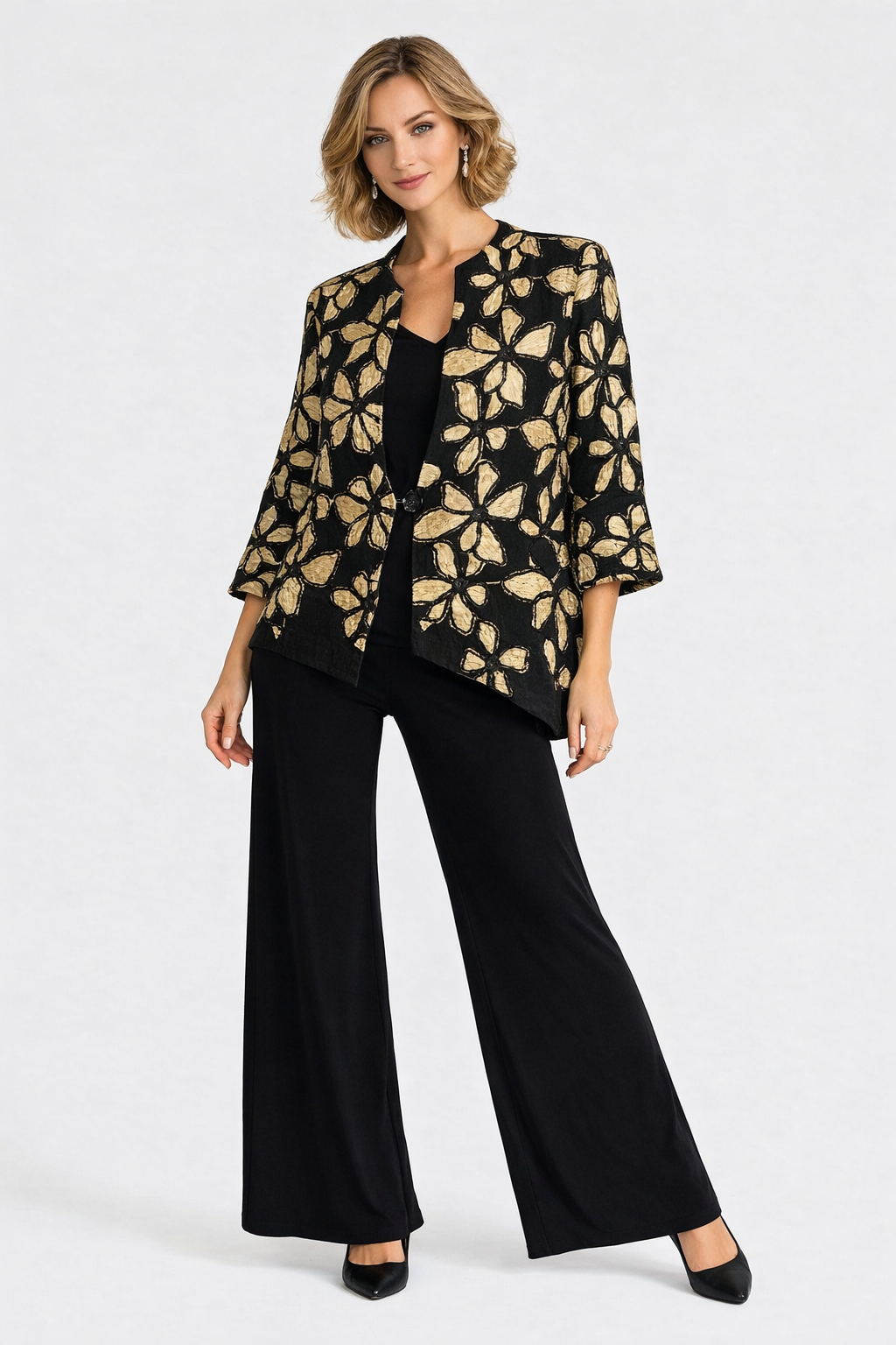 Kleio Classic Jacket in Black Gold Floral
