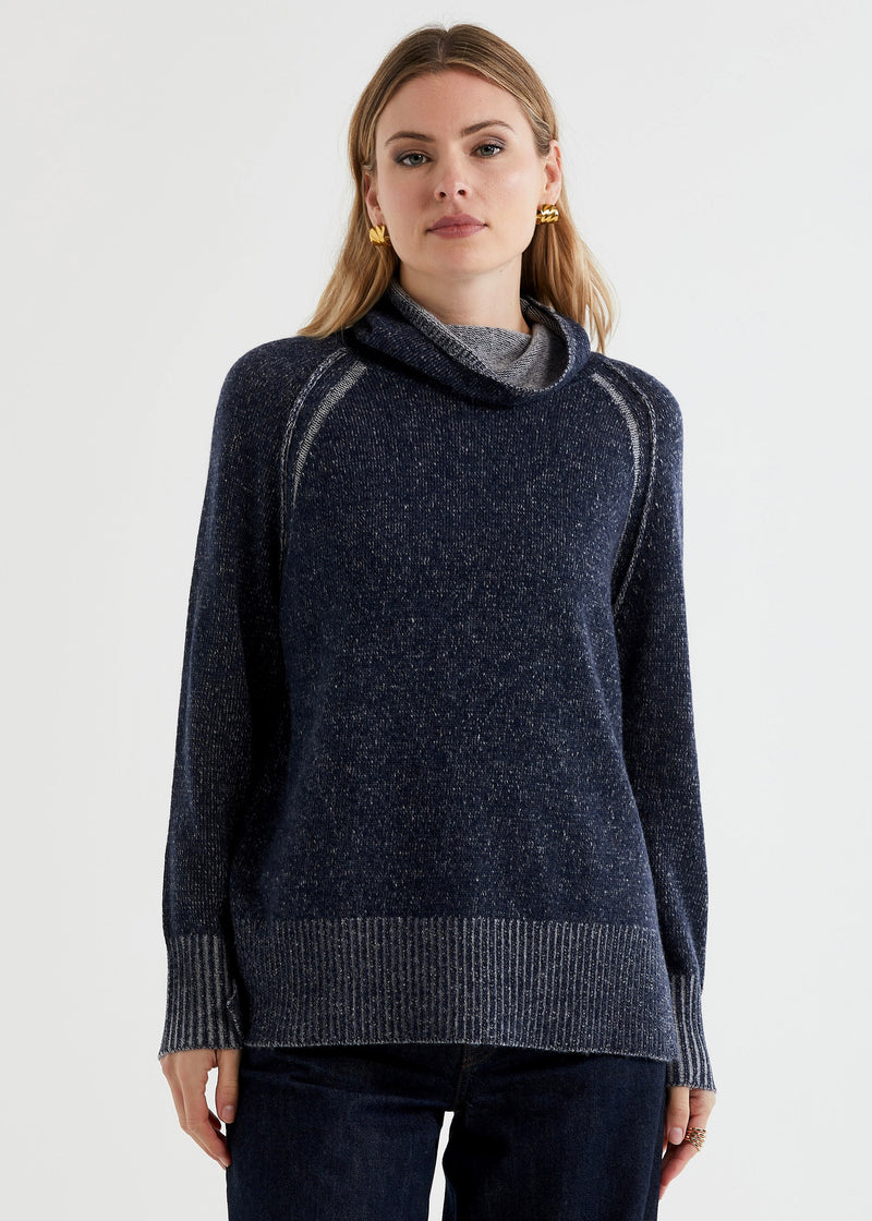 LD & Co Two Tone Rollneck Knit in Ink Mix