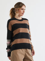 LD & Co Lambswool Striped Crew Jumper in Chocolate Mix