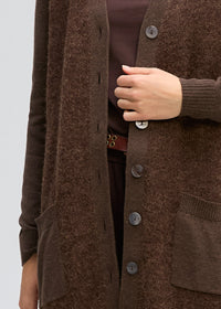 LD & Co Fluffy Detail Cardi in Cocoa