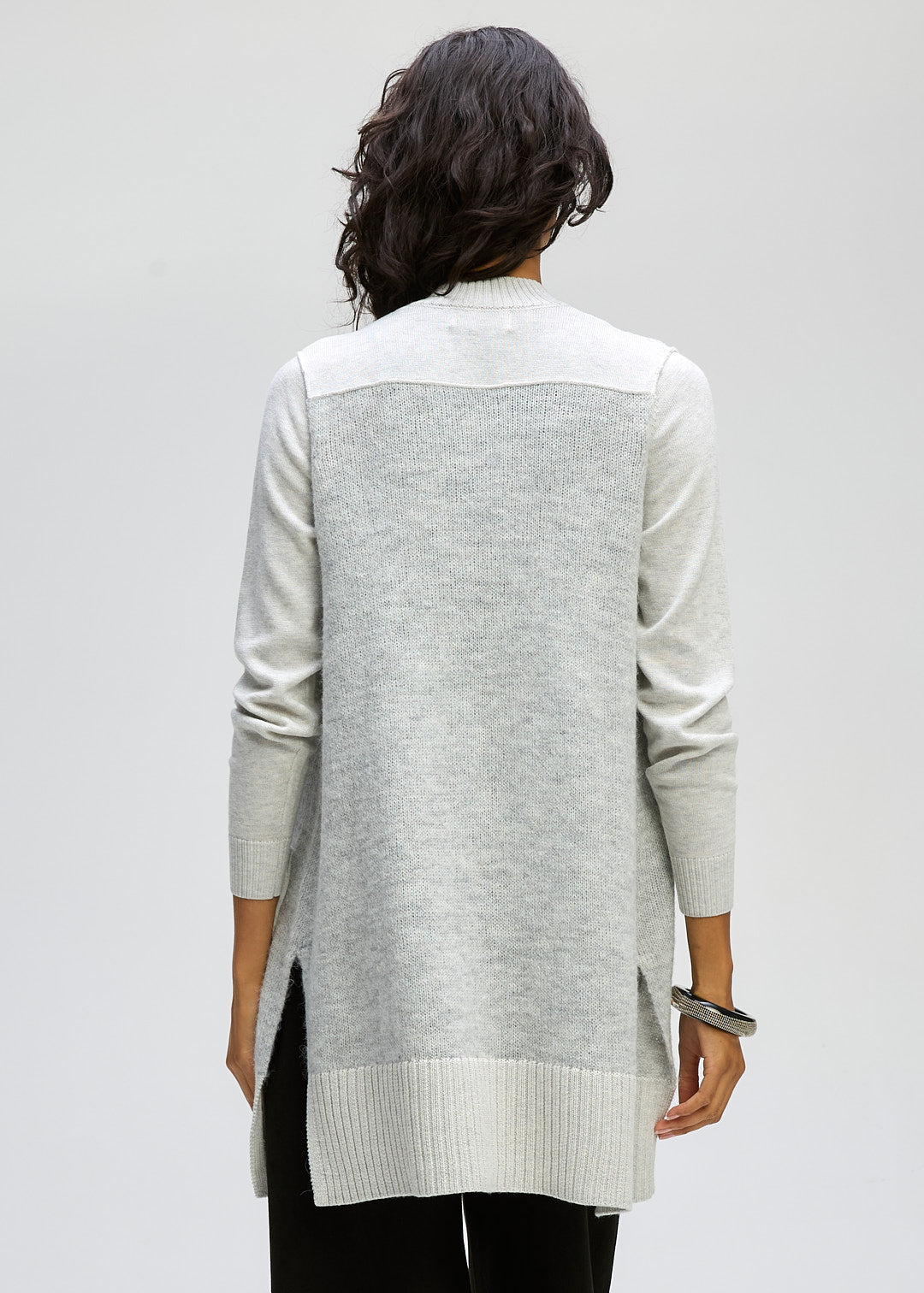 LD & Co Fluffy Detail Cardi in Light Marle