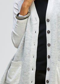 LD & Co Fluffy Detail Cardi in Light Marle