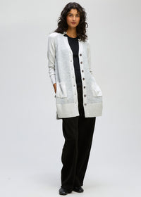 LD & Co Fluffy Detail Cardi in Light Marle