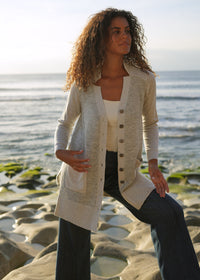 LD & Co Fluffy Detail Cardi in Light Marle