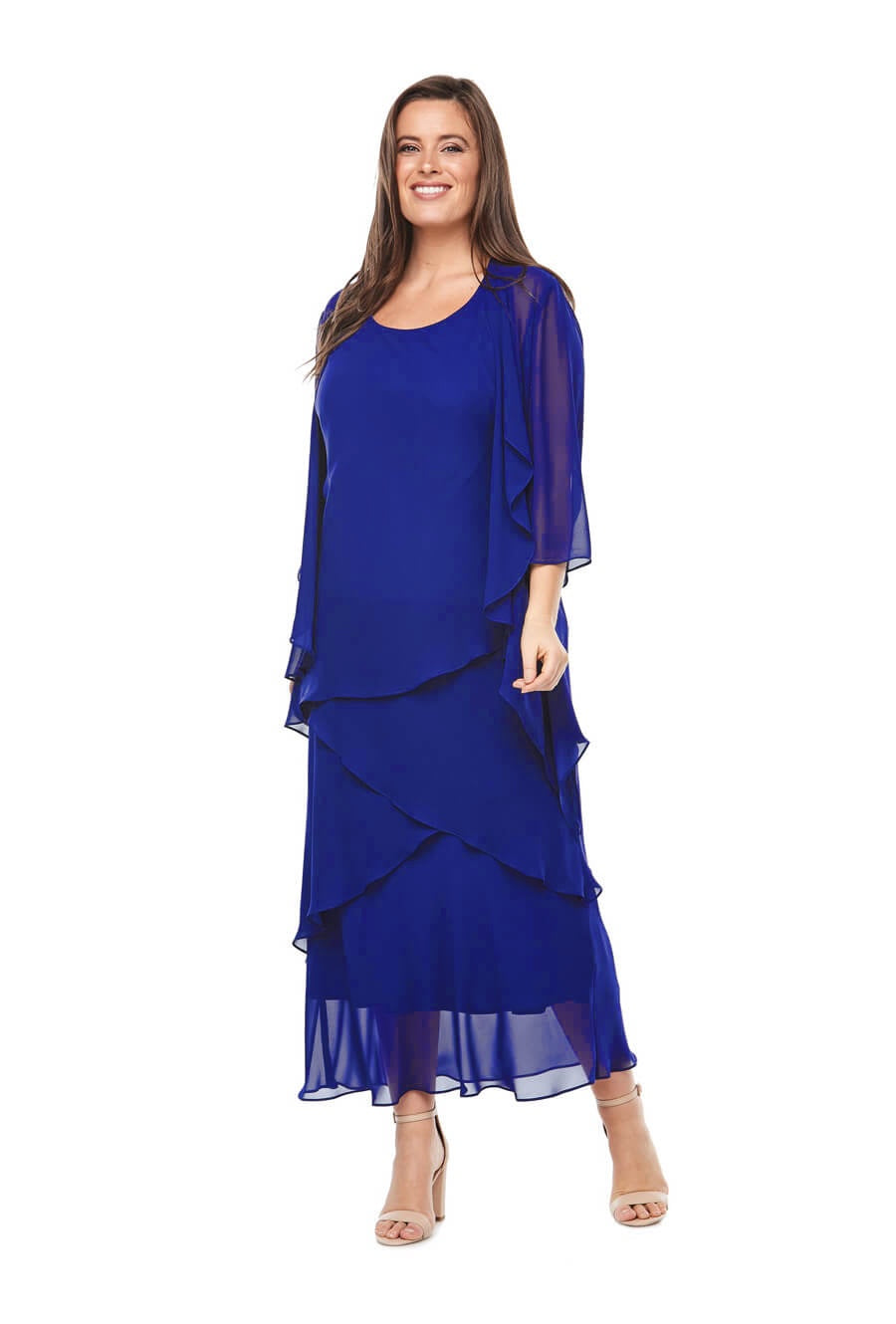 Layla Jones Chiffon Dress & Jacket in Royal LJ0148