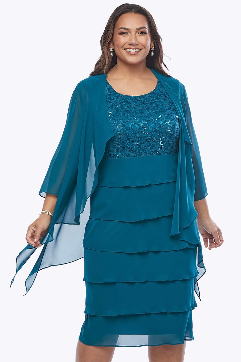 Layla Jones Layered Dress & Jacket in Emerald LJ0467