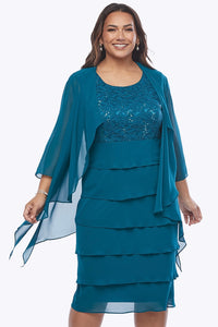 Layla Jones Layered Dress & Jacket in Emerald LJ0467