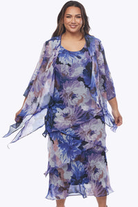 Layla Jones Chiffon Dress & Jacket in Midnight Flora LJ0572