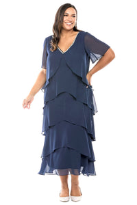 Layla Jones Layered Midi Dress in Midnight LJ0627