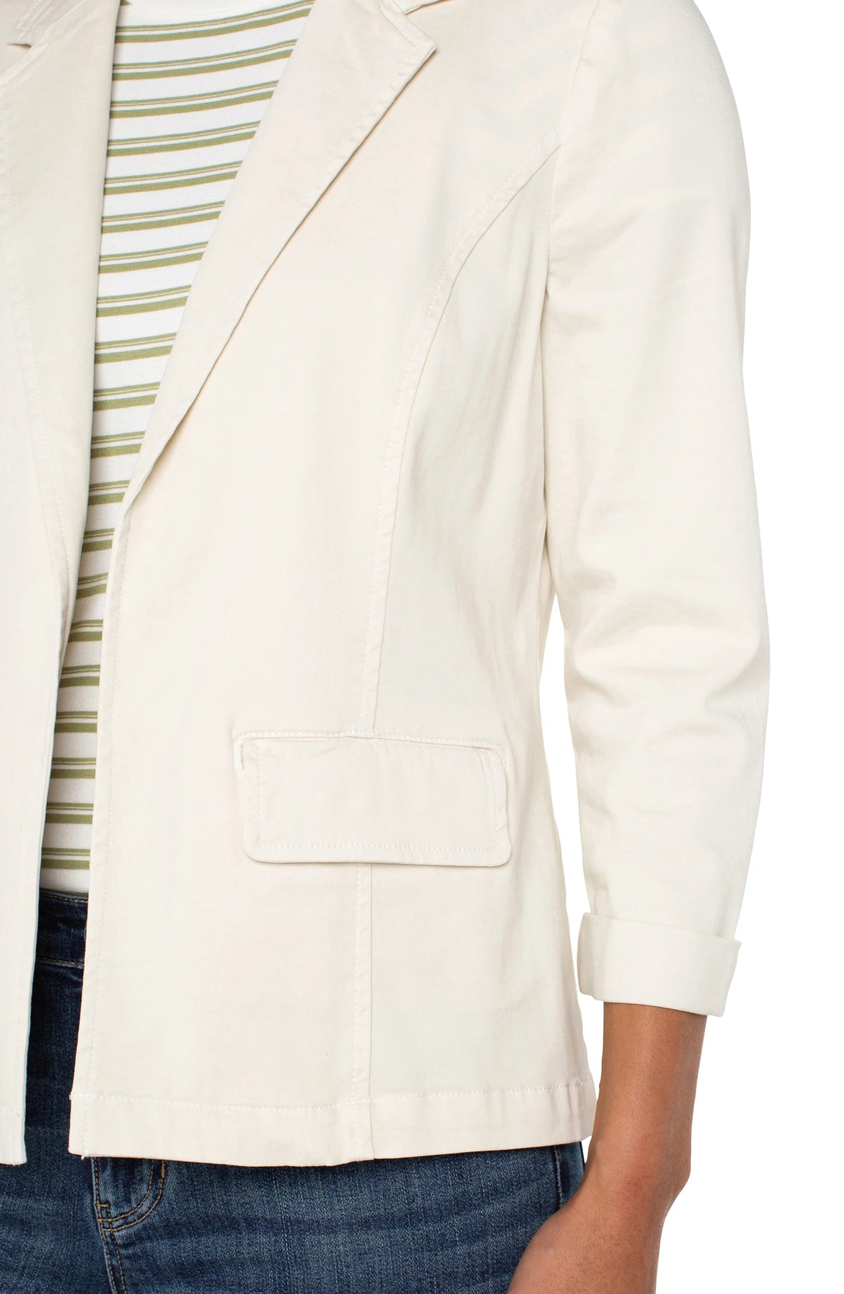 Liverpool Fitted Blazer in Bone Twill