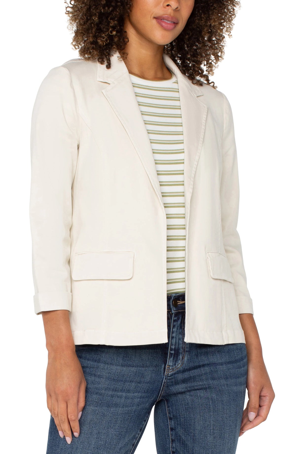 Liverpool Fitted Blazer in Bone Twill