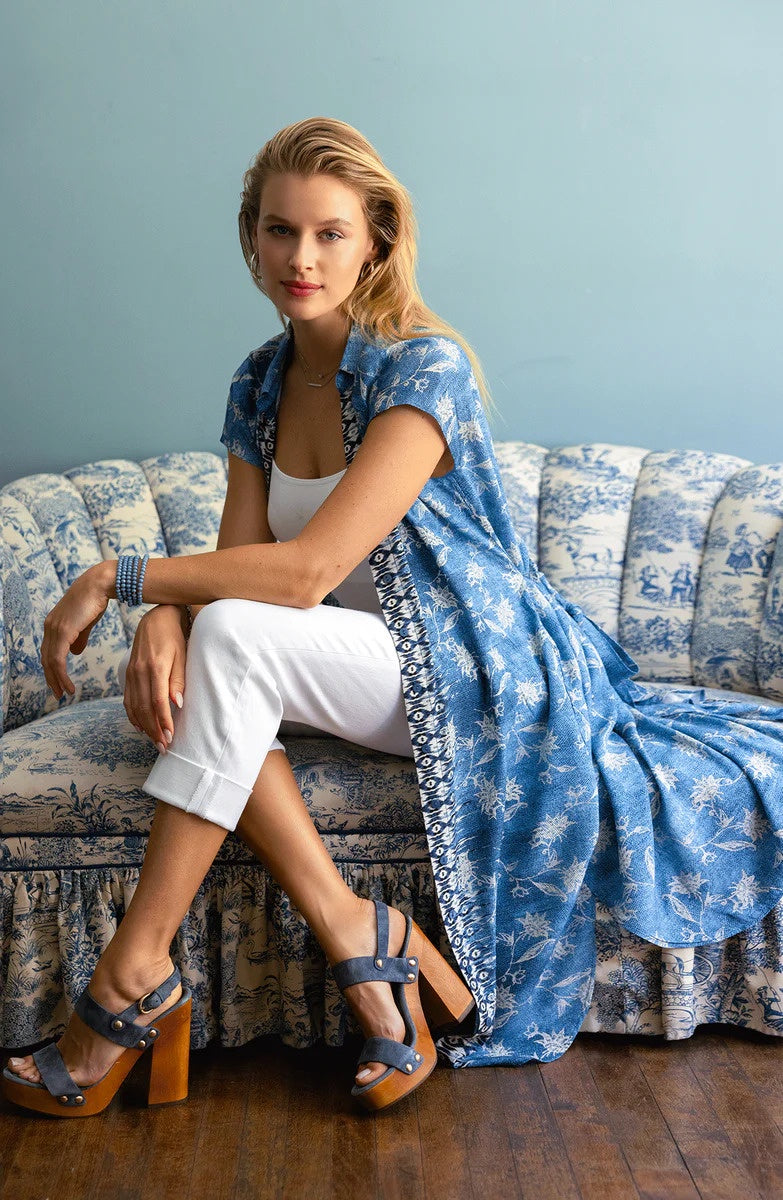 Liverpool Shirt Dress in Chambray Floral