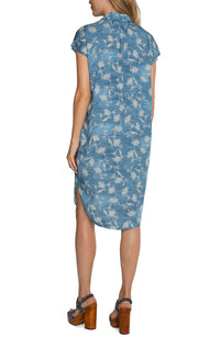 Liverpool Shirt Dress in Chambray Floral