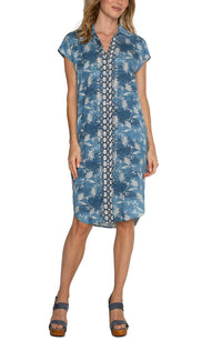 Liverpool Shirt Dress in Chambray Floral