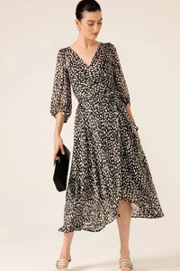 Sacha Drake CLOUDLAND Wrap Dress in Black White Spot
