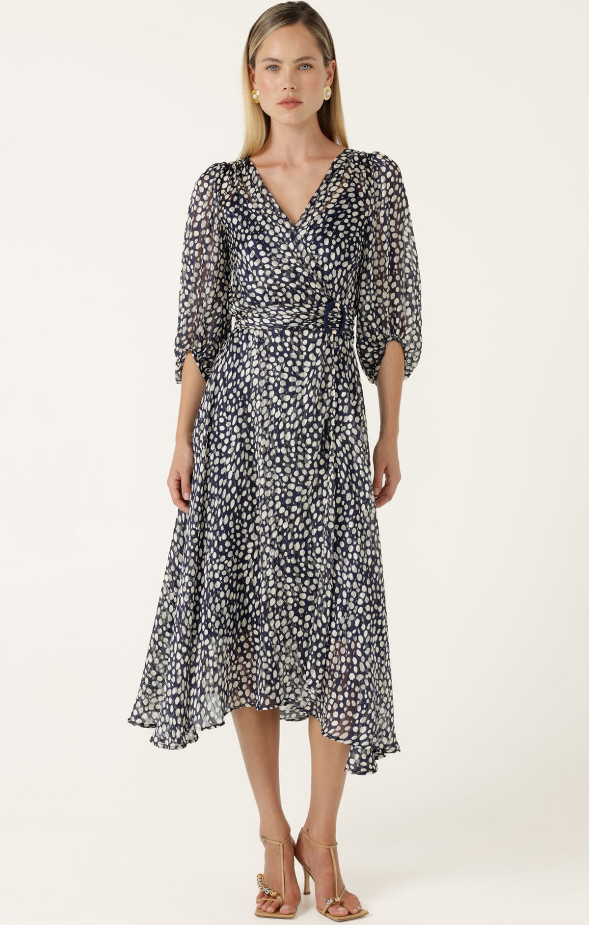 Sacha Drake CLOUDLAND Wrap Dress in Navy White Spot