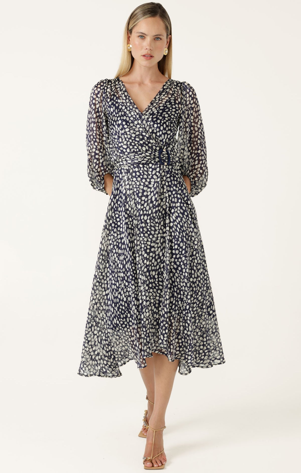 Sacha Drake CLOUDLAND Wrap Dress in Navy White Spot
