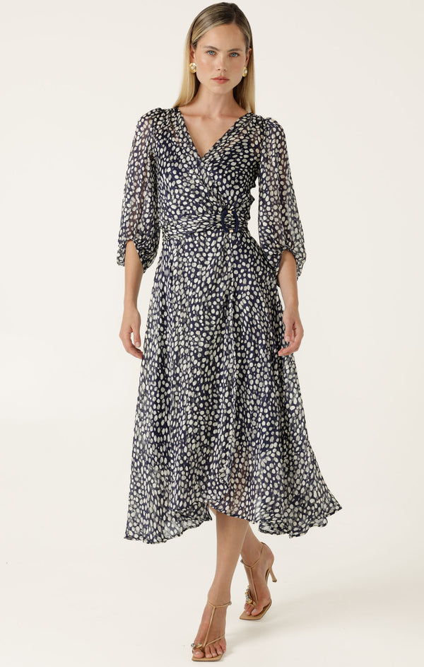 Sacha Drake CLOUDLAND Wrap Dress in Navy White Spot