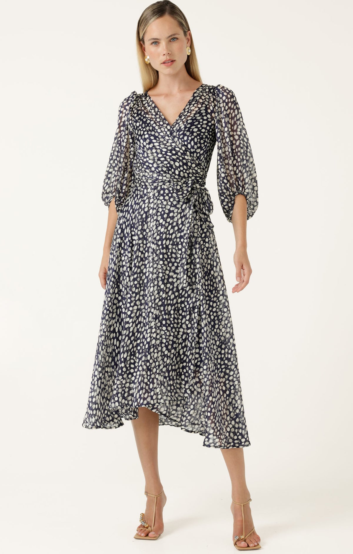 Sacha Drake CLOUDLAND Wrap Dress in Navy White Spot