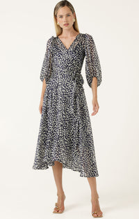 Sacha Drake CLOUDLAND Wrap Dress in Navy White Spot
