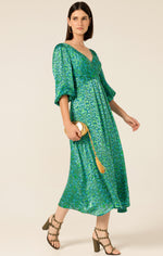 Sacha Drake Ethereal Eden Midi Dress in Emerald