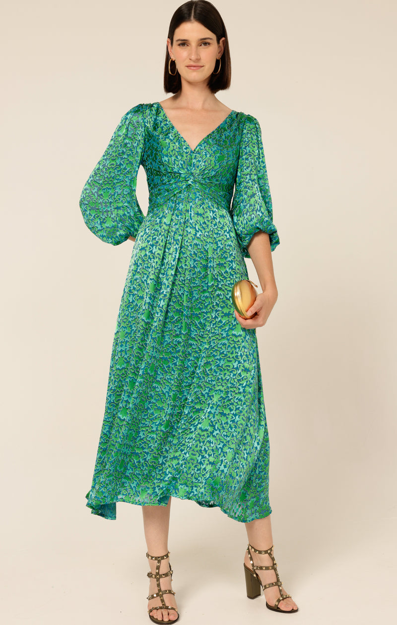 Sacha Drake Ethereal Eden Midi Dress in Emerald