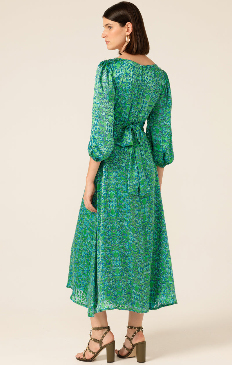 Sacha Drake Ethereal Eden Midi Dress in Emerald