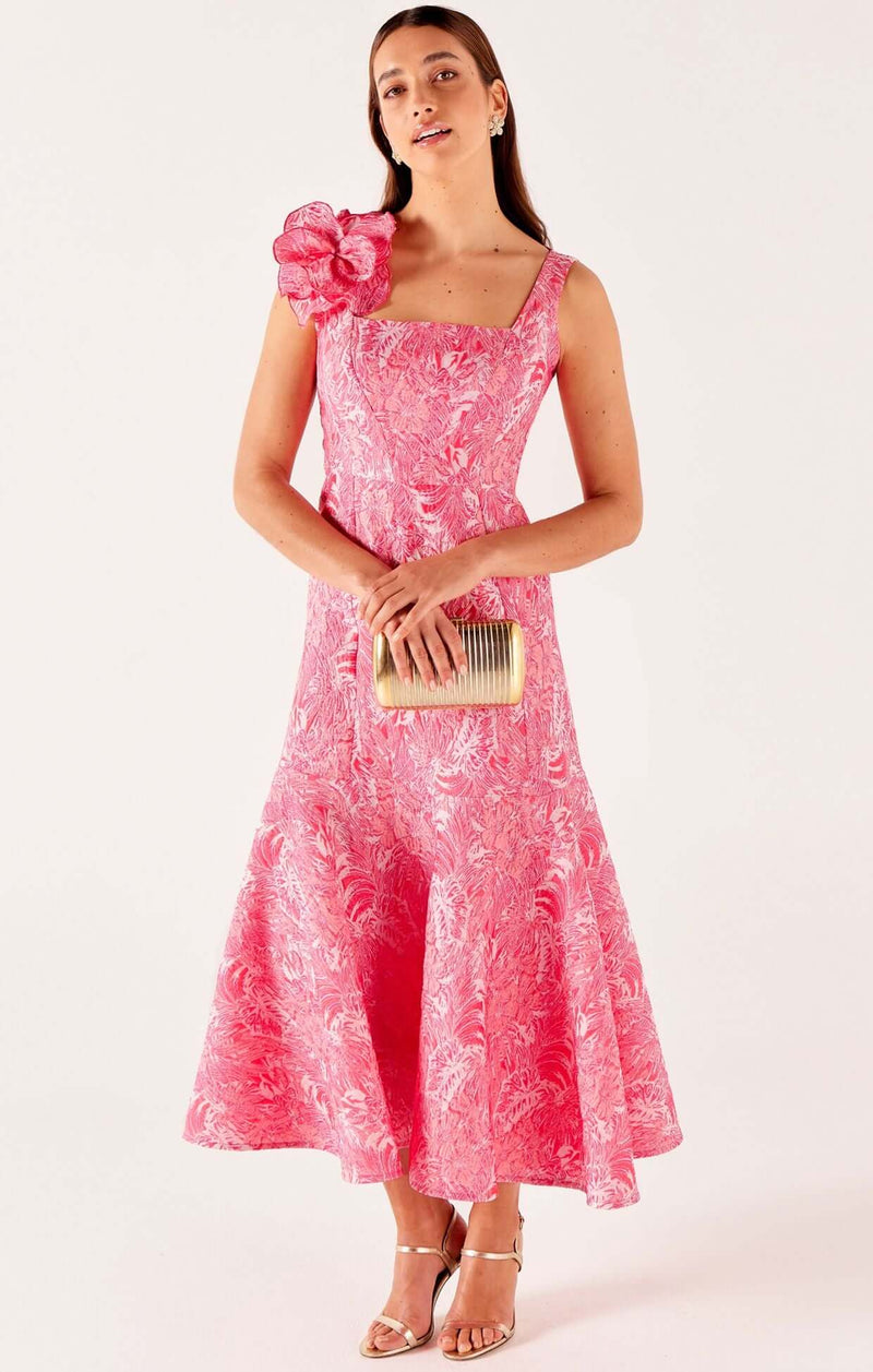 Sacha Drake Everlasting Blossom Dress & Cape Set in Blossom Jacquard