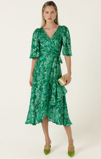 Sacha Drake GARDEN MAZE Wrap Dress in Green Aqua Floral