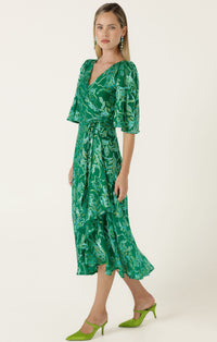 Sacha Drake GARDEN MAZE Wrap Dress in Green Aqua Floral