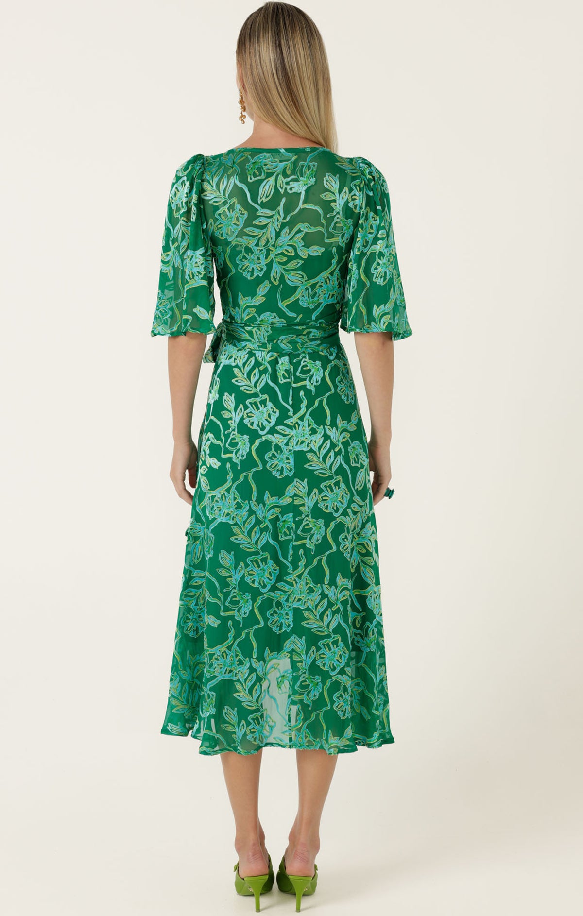 Sacha Drake GARDEN MAZE Wrap Dress in Green Aqua Floral