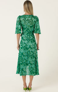 Sacha Drake GARDEN MAZE Wrap Dress in Green Aqua Floral