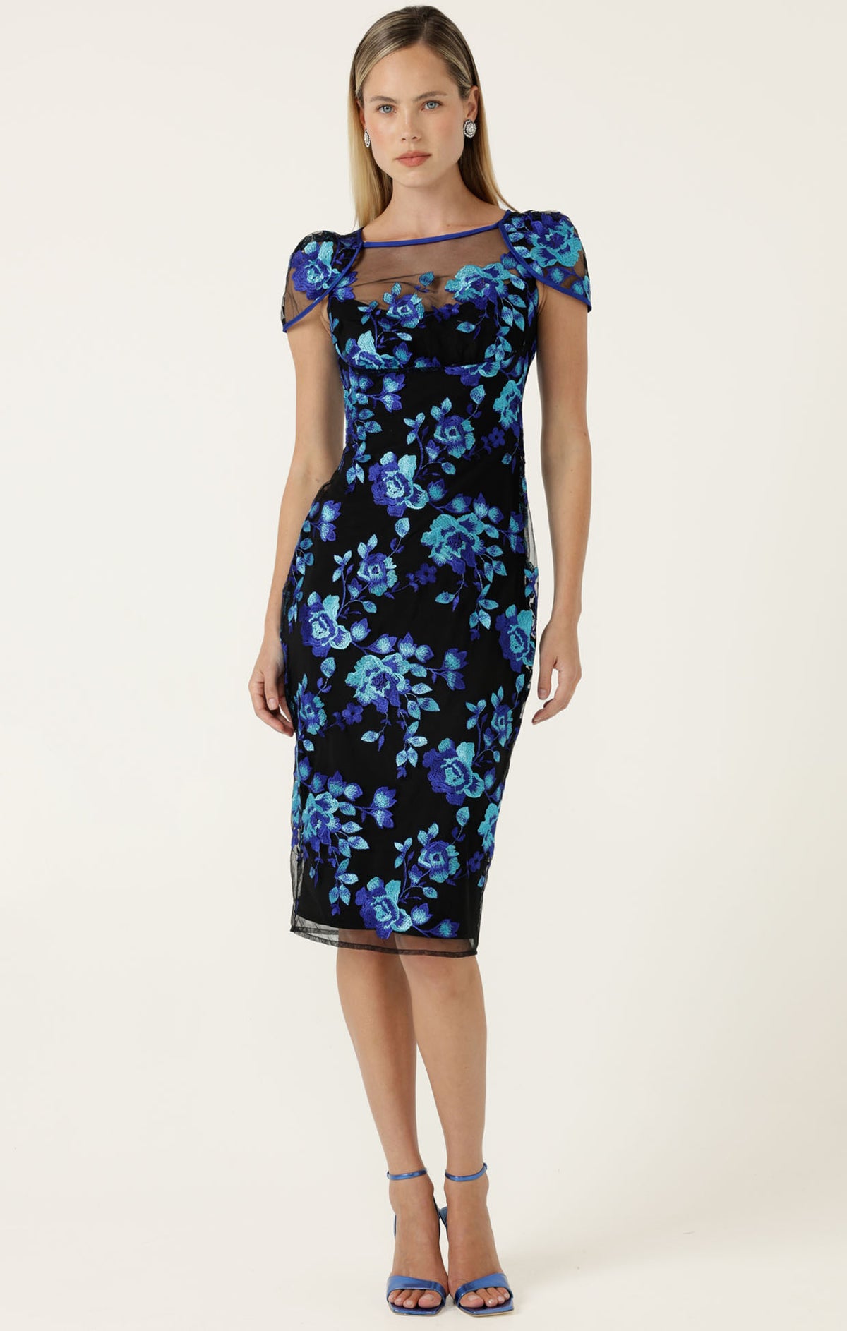 Sacha Drake GARNIER Dress in Sapphire Aqua Rose