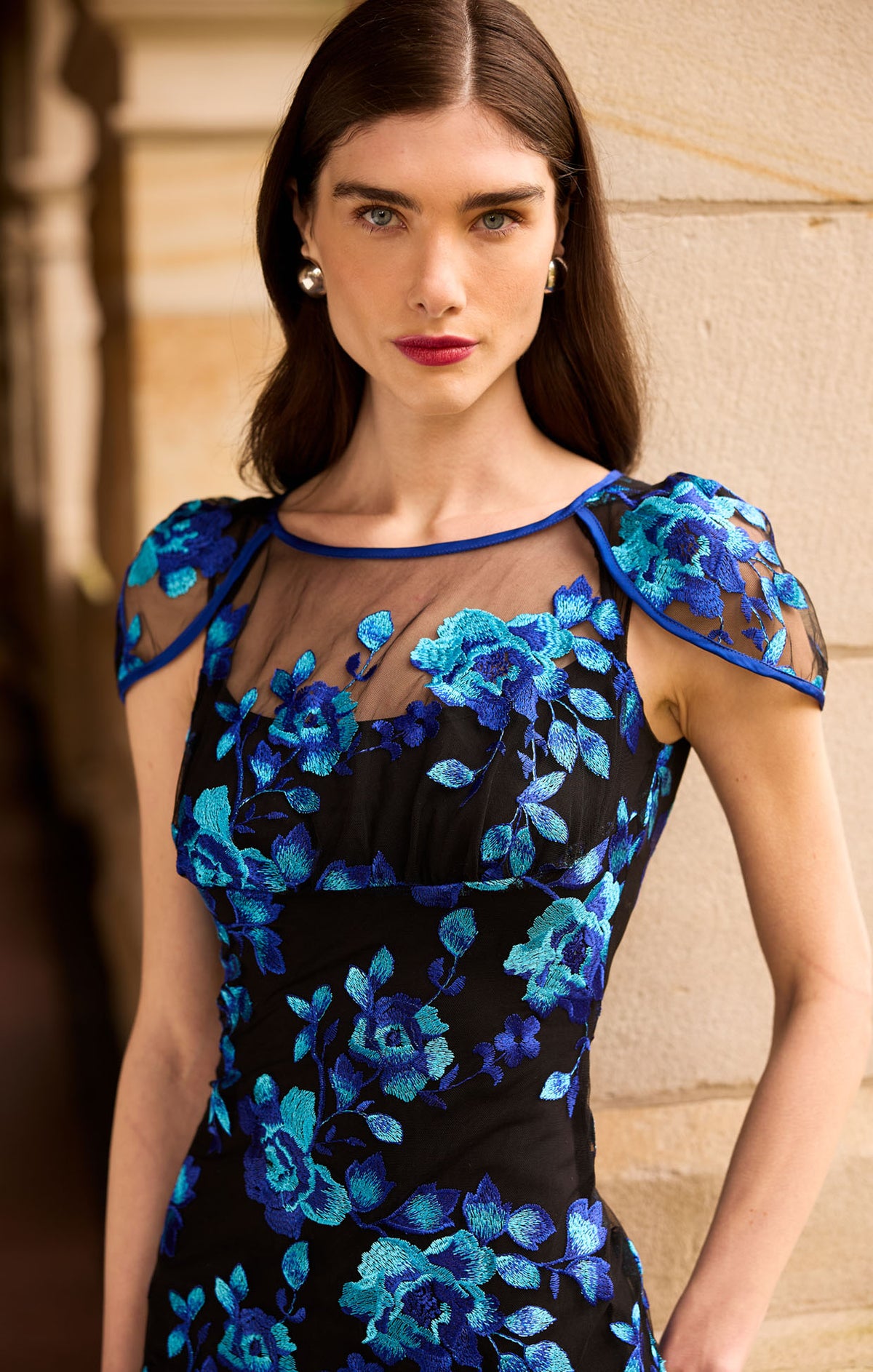 Sacha Drake GARNIER Dress in Sapphire Aqua Rose