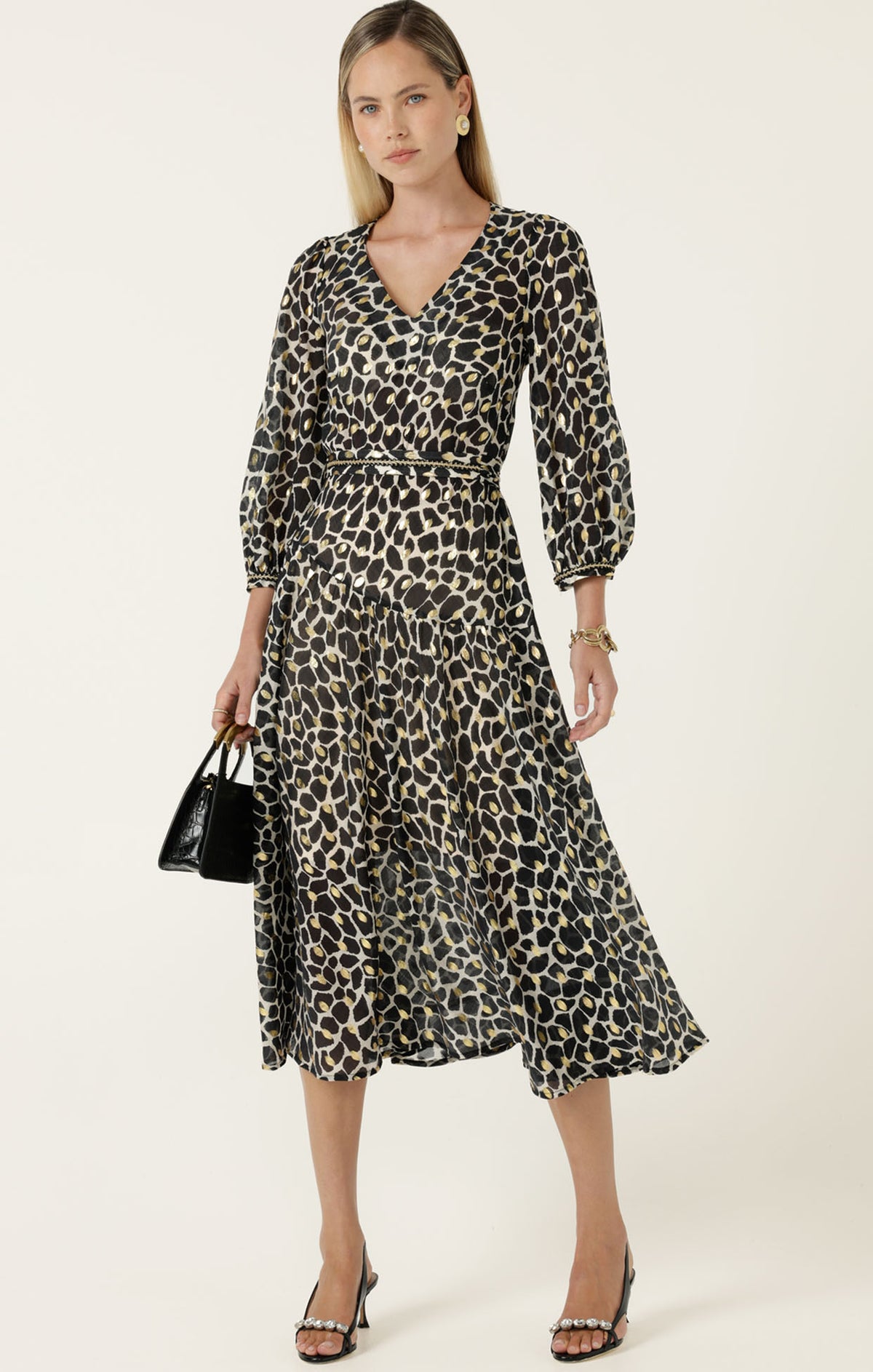 Sacha Drake HASTINGS Dress in Black Ivory Gold