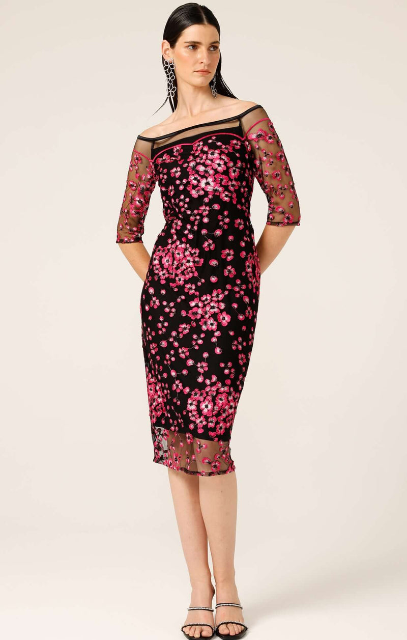 Sacha Drake Petal Dress in Pink Black Floral