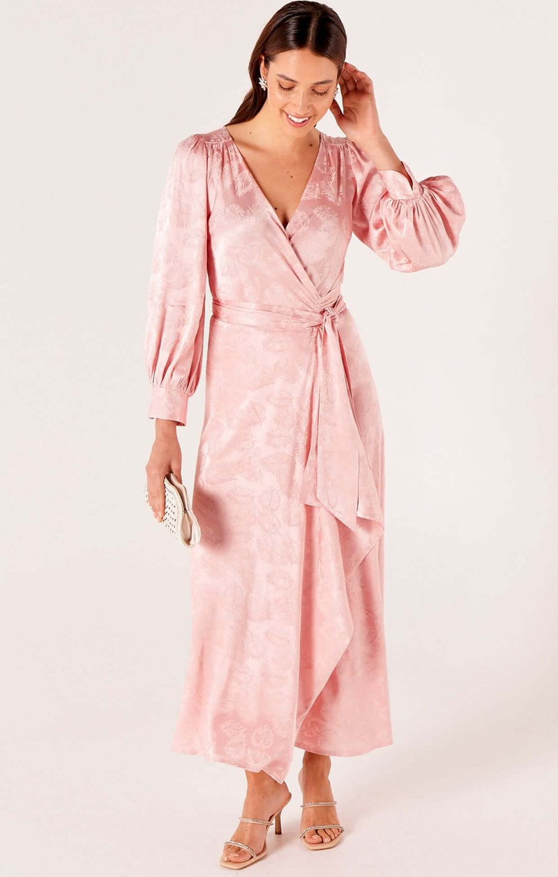 Sacha Drake Versailles Wrap Dress in Pink Jacquard