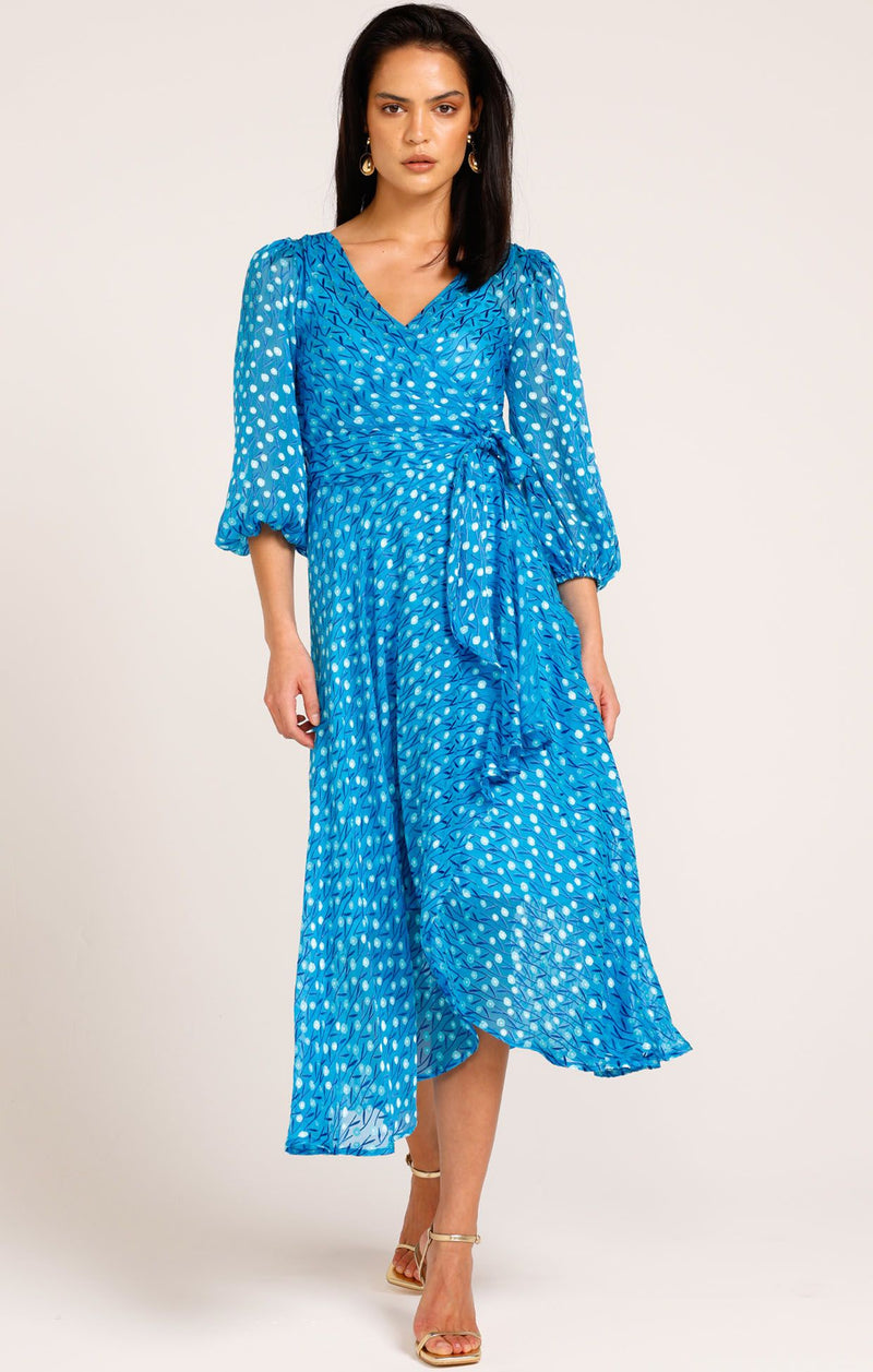 Sacha Drake We Float Midi Wrap in Sky Poppy