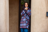 Betty Basics Oslo Coat in Purple Orange Check