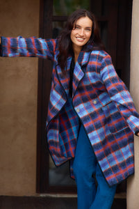 Betty Basics Oslo Coat in Purple Orange Check