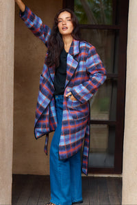 Betty Basics Oslo Coat in Purple Orange Check