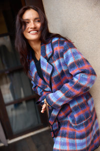 Betty Basics Oslo Coat in Purple Orange Check