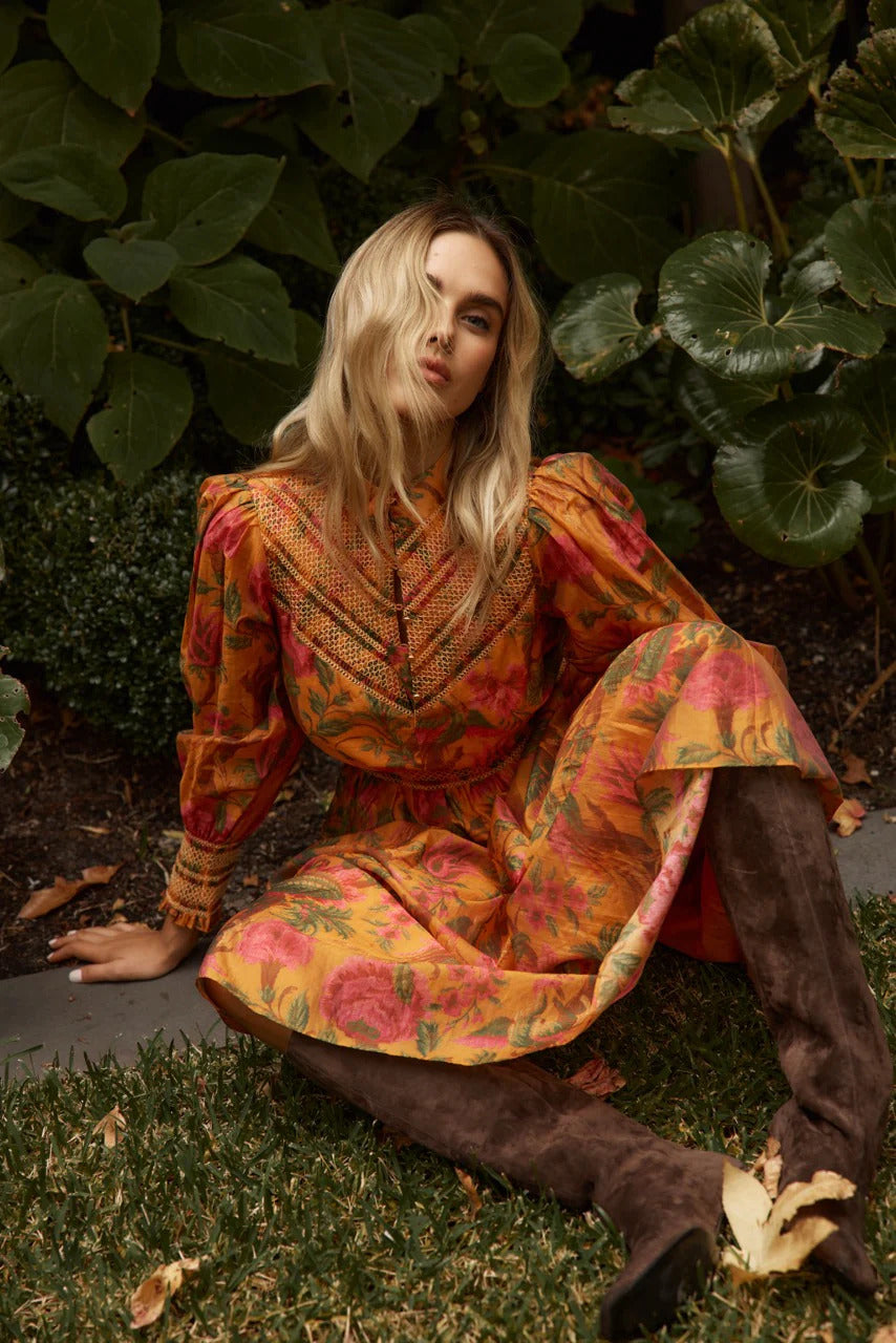Fate + Becker Panama Dress in Orange Floral