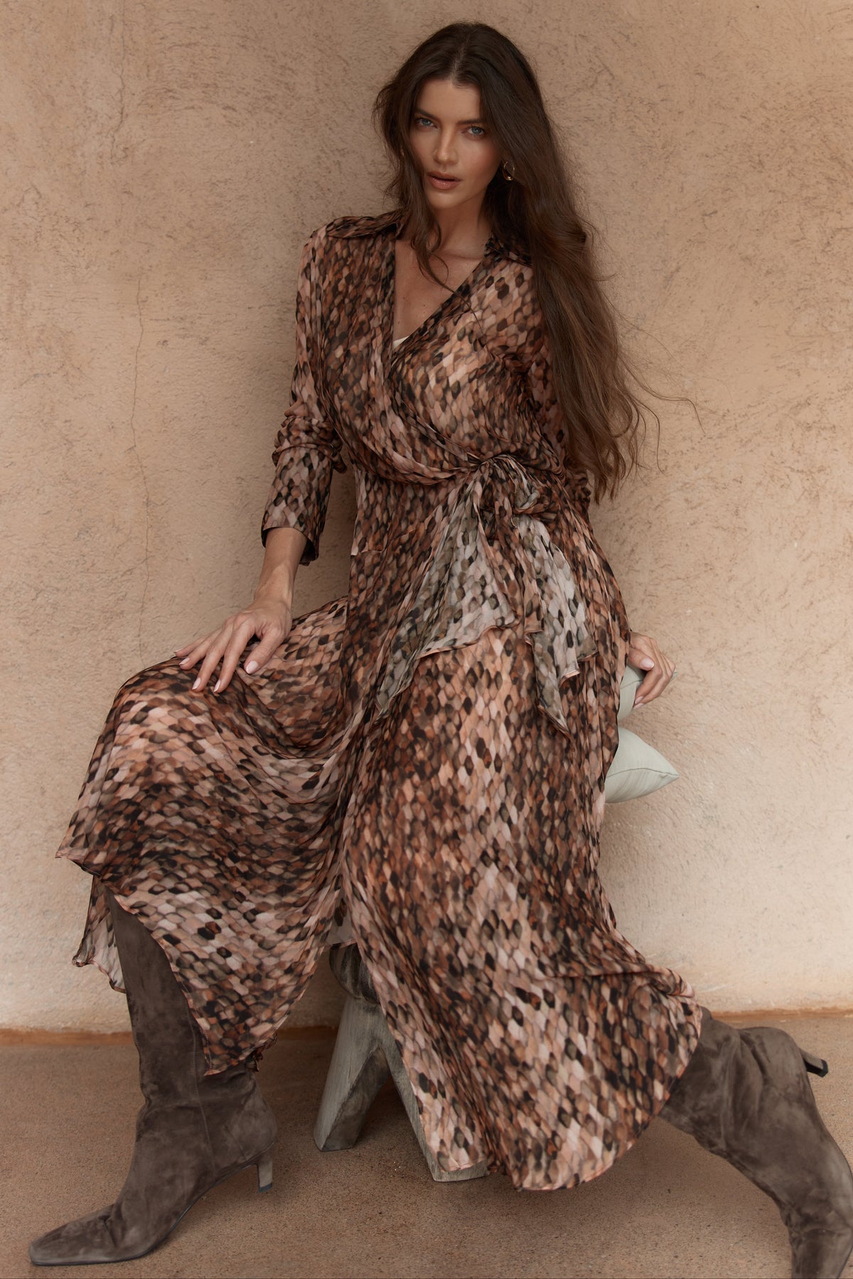 Fate + Becker Isla Wrap Dress in Snake Print