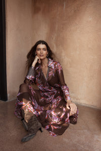 Fate + Becker Isla Wrap Dress in Dark Flower Print