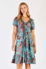 Lula Life GINA Shirred Dress in Lagoon