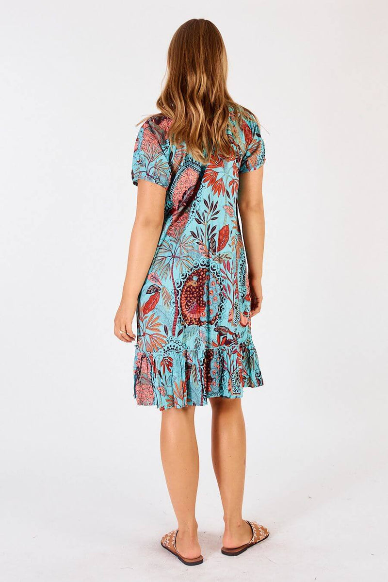 Lula Life GINA Shirred Dress in Lagoon