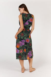Itami Machala S/Less Dress in Moss Flora